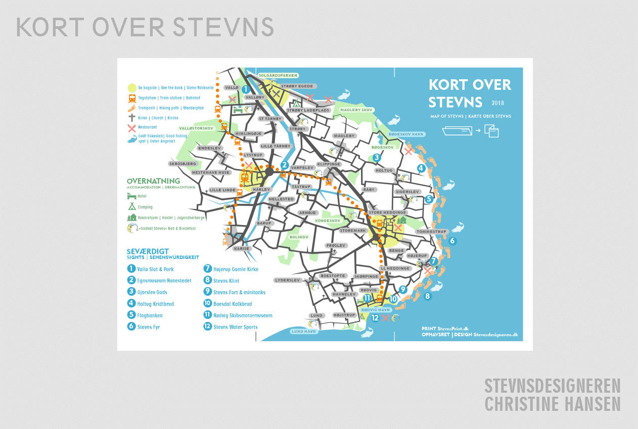 Kort Over Stevns Design af 'Kort over Stevns' i vektor for turister   Stevnsdesigneren Kort Over Stevns